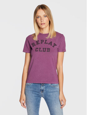 Replay Replay T-Shirt W3510A.000.22662M Fioletowy Slim Fit