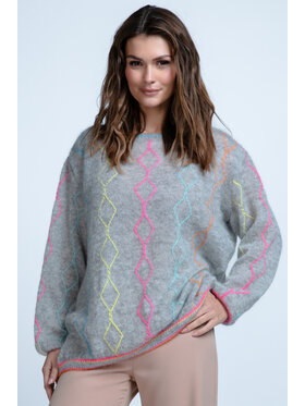 Fobya Fobya Sweter F1843 Szary Regular Fit