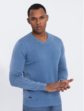 Ombre Ombre Sweter OM-SWOS-0108 Niebieski Fitting Fit