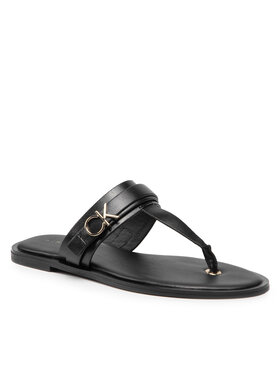 Calvin Klein Calvin Klein Šlepetės per pirštą Almond Flat Tp Slide W/Hdw HW0HW00829 Juoda