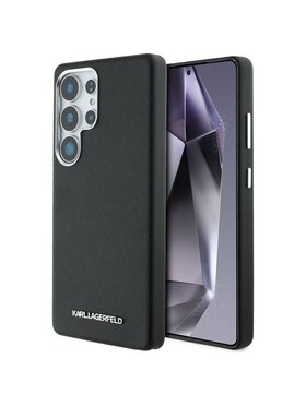 KARL LAGERFELD KARL LAGERFELD Etui na telefon Saffiano Full Wrapped Elongated Metal Logo Czarny