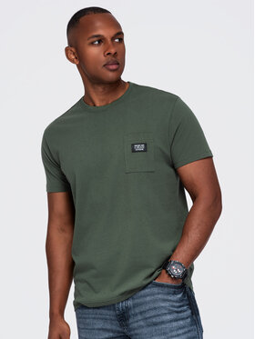 Ombre Ombre T-Shirt OM-TSCT-0305 Tmavě zelená Regular Fit