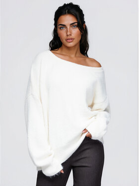 Ombre Ombre Sweter OW-SW-E0060 Beżowy jasny Relaxed Fit
