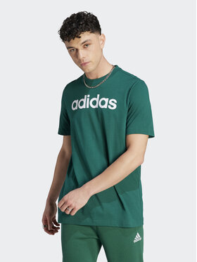 adidas adidas T-Shirt Essentials Single Jersey Linear Embroidered Logo T-Shirt IJ8658 Zielony Regular Fit