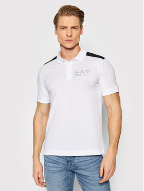 EA7 Emporio Armani EA7 Emporio Armani Тениска с яка и копчета 3LPF21 PJ02Z 1100 Бял Slim Fit