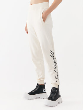 KARL LAGERFELD KARL LAGERFELD Долнище анцуг 231W1050 Екрю Regular Fit