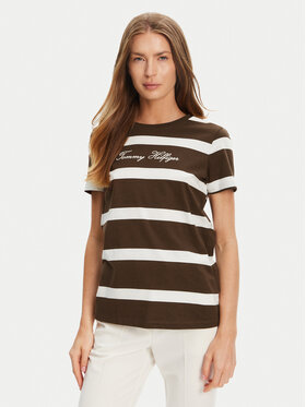 Tommy Hilfiger Tommy Hilfiger T-Shirt Script WW0WW45746 Καφέ Regular Fit