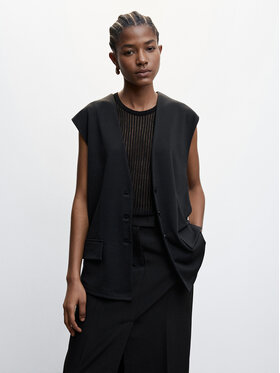 Mango Mango Kamizelka Paco 47055881 Czarny Oversize