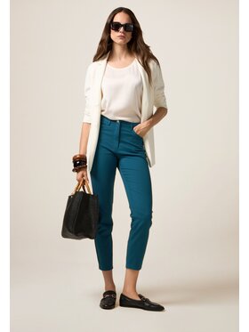 Oltre Oltre Spodnie materiałowe P710R008476N024 Turkusowy Slim Fit