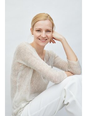 YOU by Tokarska YOU by Tokarska Sweter Lekkie kimono Beżowy Regular Fit