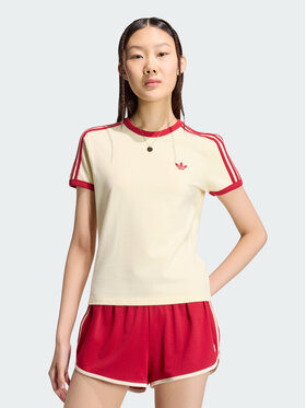 adidas adidas T-Shirt 3 STRIPES SLIM TEE Żółty Slim Fit