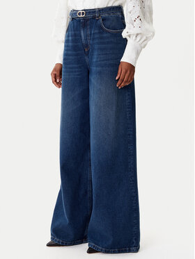 TWINSET TWINSET Jeansy 252TP2540 Tmavomodrá Wide Leg