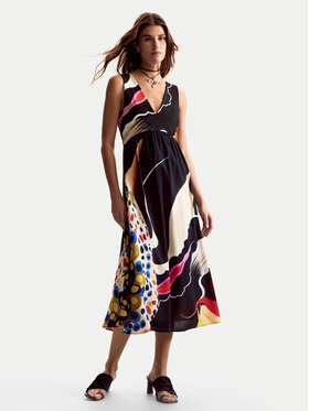Desigual Desigual Letní šaty Japan Opart Lacroix 26SWVW60 Černá Regular Fit