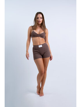 Nudyess Nudyess Biustonosz top Gaia z prążka Brązowy Fitted Fit