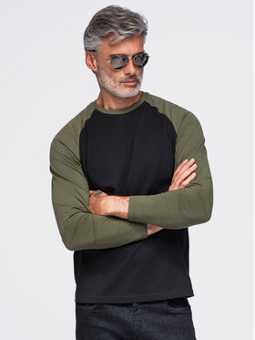 Ombre Ombre S dlouhým rukávem OM-LSCL-0141 Tmavě zelená Regular Fit