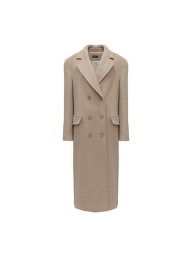 La Mania La Mania Płaszcz wełniany METROPOLITAN Brązowy Classic Fit