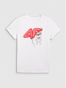 4F 4F T-Shirt CHRISTMAS DROP Biały Regular Fit