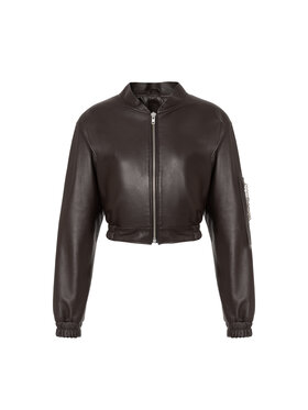 Mimika Mimika Kurtka skórzana Rumor bomber n^1 dark chocolate Brązowy Oversize
