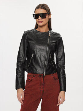 Patrizia Pepe Patrizia Pepe Кожено яке CO0361/L1HZ-K103 Черен Regular Fit