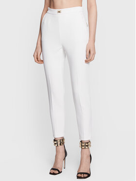Elisabetta Franchi Elisabetta Franchi Kalhoty z materiálu PA-052-31E2-V260 Bílá Slim Fit
