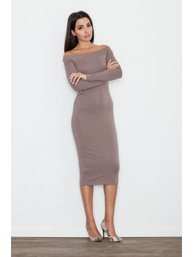 FIGL FIGL Φόρεμα M558 Καφέ Slim Fit