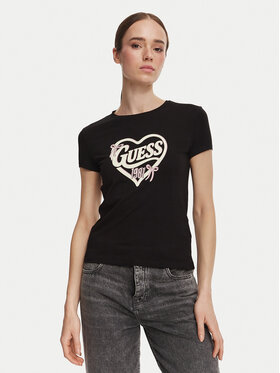 Guess Guess Marškinėliai V6YI09 K4276 Juoda Slim Fit
