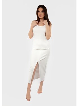 DKaren Sport DKaren Sport Komplet bluzka i spódnica DK-K-P1 Écru Slim Fit