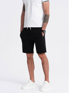 Ombre Ombre Šortky z materiálu OM-SRBS-0139 Černá Regular Fit
