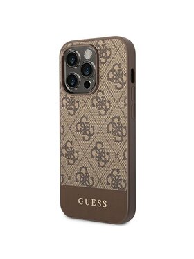 Guess Guess Etui na telefon Stripe Brązowy