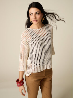 Oltre Oltre Sweter M576E001971N021 Biały Baggy Fit