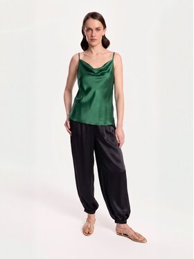 Cat&Cat Cat&Cat Top jedwabny z dekoltem woda Zelená Regular Fit