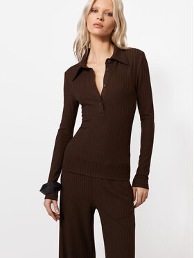 La Mania La Mania Bluzka LESLEE Brązowy Basic Fit