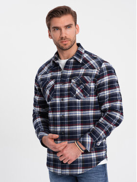 Ombre Ombre Košile OM-SHCS-0149 Tmavomodrá Slim Fit