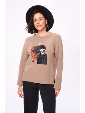 blue shadow blue shadow Sweter Edi Beżowy Regular Fit