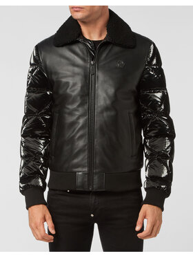 PHILIPP PLEIN PHILIPP PLEIN Kurtka skórzana 7725 Czarny Regular Fit