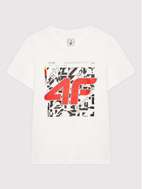 4F 4F T-Shirt HJZ21-JTSM008 Biały Regular Fit