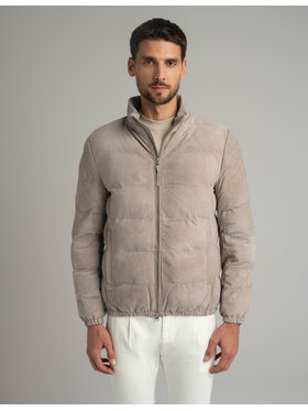 Borgio Borgio Kurtka skórzana CALVI Beżowy Classic Fit