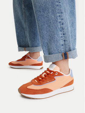Tommy Hilfiger Tommy Hilfiger Сникърси Th Retro Runner Mix FW0FW09410 Оранжев