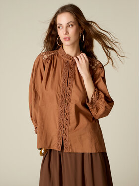 Oltre Oltre Koszula 5028J000808N027 Brązowy Regular Fit