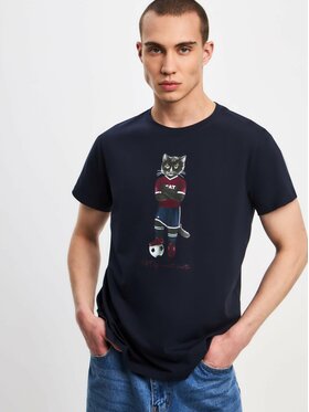 CAT by maniita lacitta CAT by maniita lacitta T-Shirt Printed men's t-shirt with CAT Niebieski Regular Fit