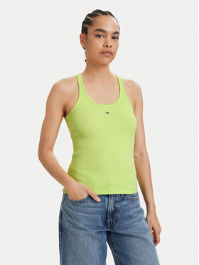 Tommy Jeans Tommy Jeans Τοπ Racerback DW0DW22264 Ανοιχτό πράσινο Slim Fit