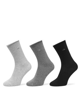 Calvin Klein Calvin Klein Комплект 3 чифта дълги чорапи дамски 701234368 Сив