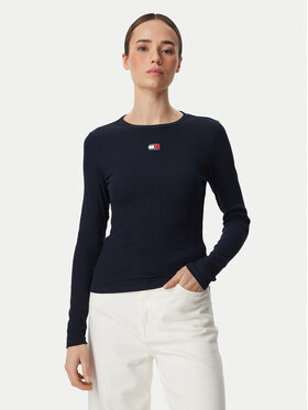 Tommy Jeans Tommy Jeans Blúzka DW0DW20178 Tmavomodrá Slim Fit