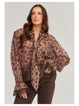 Makadamia Makadamia Koszula C100 Brązowy Loose Fit