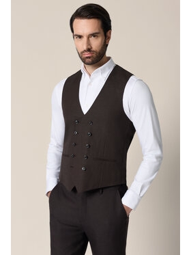 Lancerto Lancerto Kamizelka garniturowa Arrecife KA073126000011 Brązowy Slim Fit