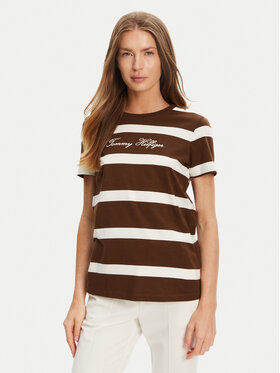 Tommy Hilfiger Tommy Hilfiger T-Shirt Script WW0WW45746 Brązowy Regular Fit