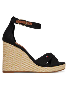 Tommy Hilfiger Tommy Hilfiger Sandály Flag High Wedge Espad Crisscross FW0FW08661 Černá