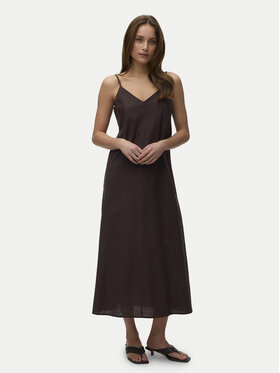 Vero Moda Vero Moda Letné šaty Selma 10345674 Tmavo hnedá Regular Fit