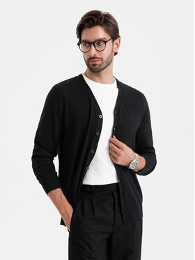 Ombre Ombre Kardigan OM-SWCD-0126 Czarny Regular Fit