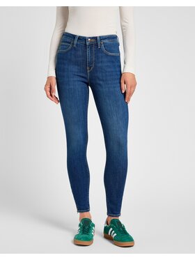 Lee Lee Jeansy Scarlett High Zip Indigo Realness Niebieski Skinny Fit